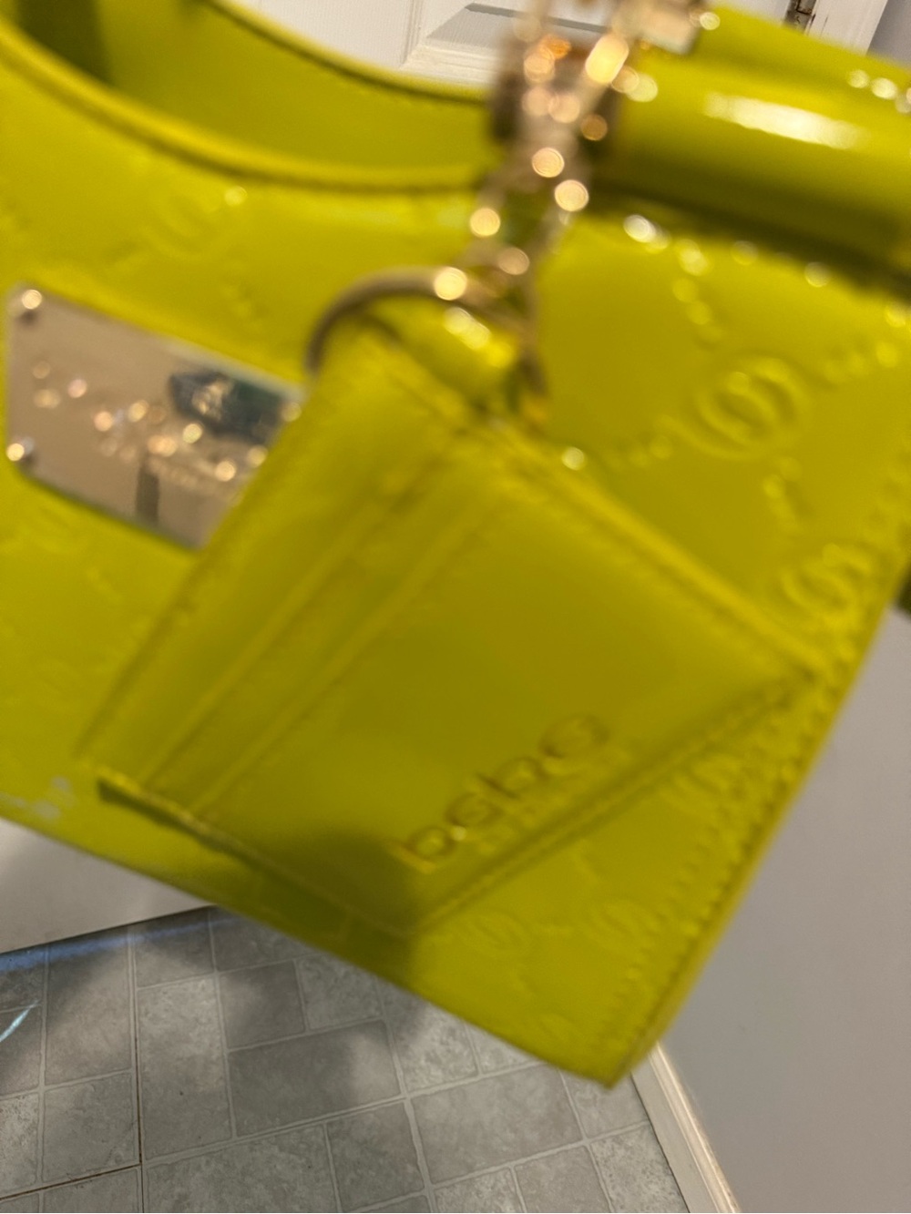bebe lime patent braided-handle satchel with cardholder retail $109 fancy bag - Picture 8 of 12